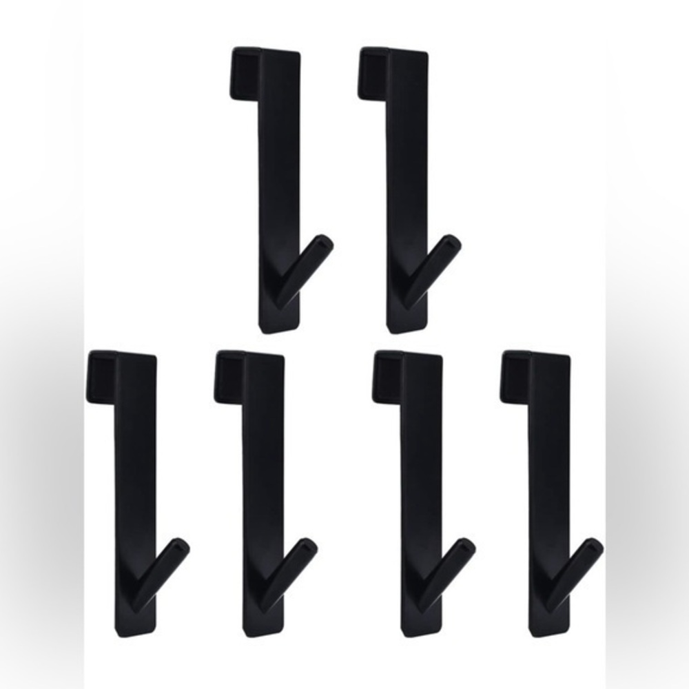 Cabilock 6-Piece Stainless Steel Cabinet or Shower Door Hooks – Black